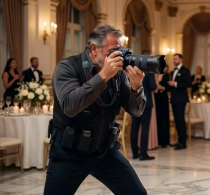 Sesja foto podczas eventu z fotografem i gośćmi na tle kasyna