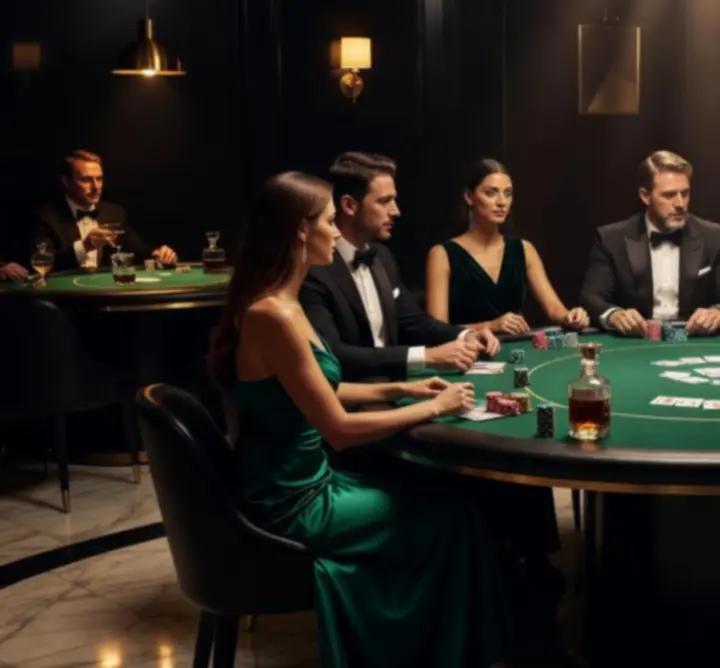 Elegancki stół pokerowy w kinowej atmosferze